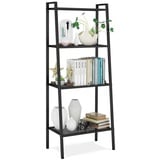 Homfa Standregal, Badregal Leiterregal Pflanzenregal mit 4 Ebenen 147x60 x35cm schwarz