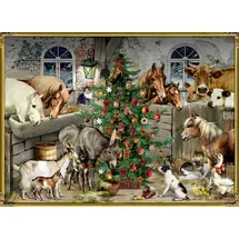 Coppenrath Verlag Wand-Adventskalender – Nostalgische Weihnachten bei den Tieren im Stall