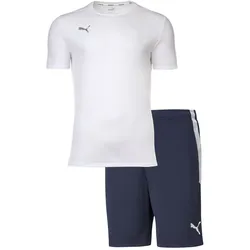 PUMA Herren Finisher Set - Training Shorts kurz, Funktionsshirt Rundhals uni Blau/Weiß L