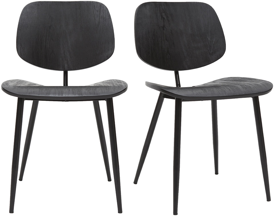 Chaises design noire en bois noir et métal (lot de 2) TOBIAS