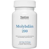 NatuGena Molybdän 200 | 120 Kapseln | 200μg Molybdän pro Tagesdosis Stoffwechsel schwefelhaltiger Aminosäuren, (120 Tage Packung)