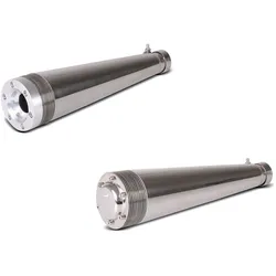 Set: Auspuff Hat Endschalldämpfer Universal CB Inox + Auspuff Hat Endschalldämpfer Universal CC Inox
