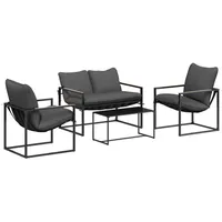 vidaXL Gartenlounge-Set 4-tlg. schwarz