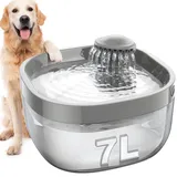 FEELNEEDY Trinkbrunnen für Hunde/Katzen 7L Wasserbrunnen mit led licht, Hundewasserspender 30dB Leise, Geeignet für die Verwendung mit Hunden oder Mehreren Katzen, mit 2 Filters