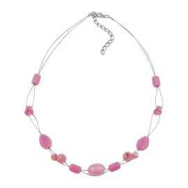 Gallay Perlenkette Drahtkette mit Glasperlen rosa rot-weiß Olivenperle rosa 45cm (1-tlg) rosa