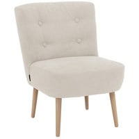 loving HOME lovingHome® Sessel Fiola Velours beige Polstersessel Stuhl Relaxsessel Füße Buche natur mittlere Sitzhärte