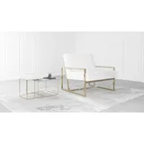 s-style möbel Loungesessel Elfriede Bouclé 84 x 81 x 89 cm Weiß/Gold