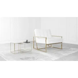 s-style möbel Loungesessel Elfriede Bouclé 84 x 81 x 89 cm Weiß/Gold