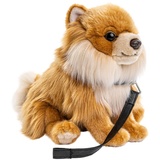 Uni-Toys - Zwergspitz mit Leine, sitzend - 23 cm (Höhe) - Plüsch-Hund, Spitz, Haustier - Plüschtier, Kuscheltier