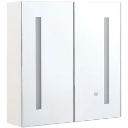 Bad Spiegelschrank weiß / silber mit LED-Beleuchtung 60 x 60 cm CHABUNCO