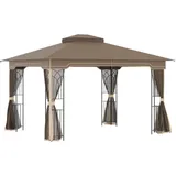 Outsunny Pavillon braun Metall B/H/L: ca. 300x270x365 cm