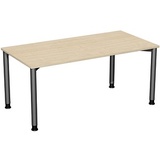 Geramöbel Flex höhenverstellbarer Schreibtisch ahorn, anthrazit rechteckig, 4-Fuß-Gestell grau 160,0 x 80,0 cm