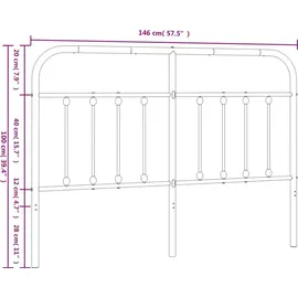 vidaXL Ersatz-Kopfteil Metall Schwarz 140 cm