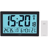 Infactory XL-Funkuhr mit Doppel-Wecker, Thermo-/Hygrometer, Tag, Datum, schwarz