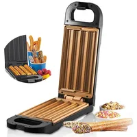 MSOVAEU 3-in-1-Kombi-Waffeleisen Waffeleisen, Churros Maker, Multifunktionsgerät Doppel 850W, 850,00 W, Waffel-Pommes-Maker Waffelsticks Antihaftbeschichtung Churros Maschine schwarz