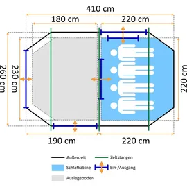 CampFeuer Tunnelzelt Super+ orange/schwarz
