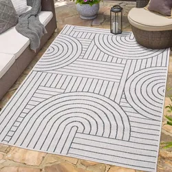 Outdoorteppich CARPET CITY "DUO RUG 5842", grau, B:200cm H:5mm L:290cm, Obermaterial: 100% Polypropylen, Teppiche, Wendeteppich Wetterfest In- & Outdoor, Balkon, Terrasse, Wohnzimmer