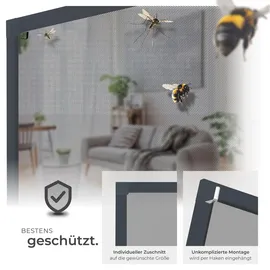 Tectake Fliegengitter mit Aluminiumrahmen 80 x 100 cm Grau