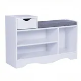 Happy Home Schuhbank 6-8 Paar 100 x 45 x 35 cm gepolstert weiß / weiß