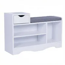 Happy Home Schuhbank 6-8 Paar 100 x 45 x 35 cm gepolstert weiß / weiß