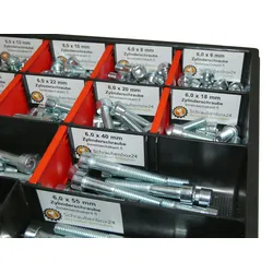 200 tlg Zylinderschrauben Sortiment M6 // 6mm-60mm Schrauben Set Schraubenbox DIN 912/ISO4762 Bolzen Vollgewinde Maschinenschrauben Gewindeschrauben