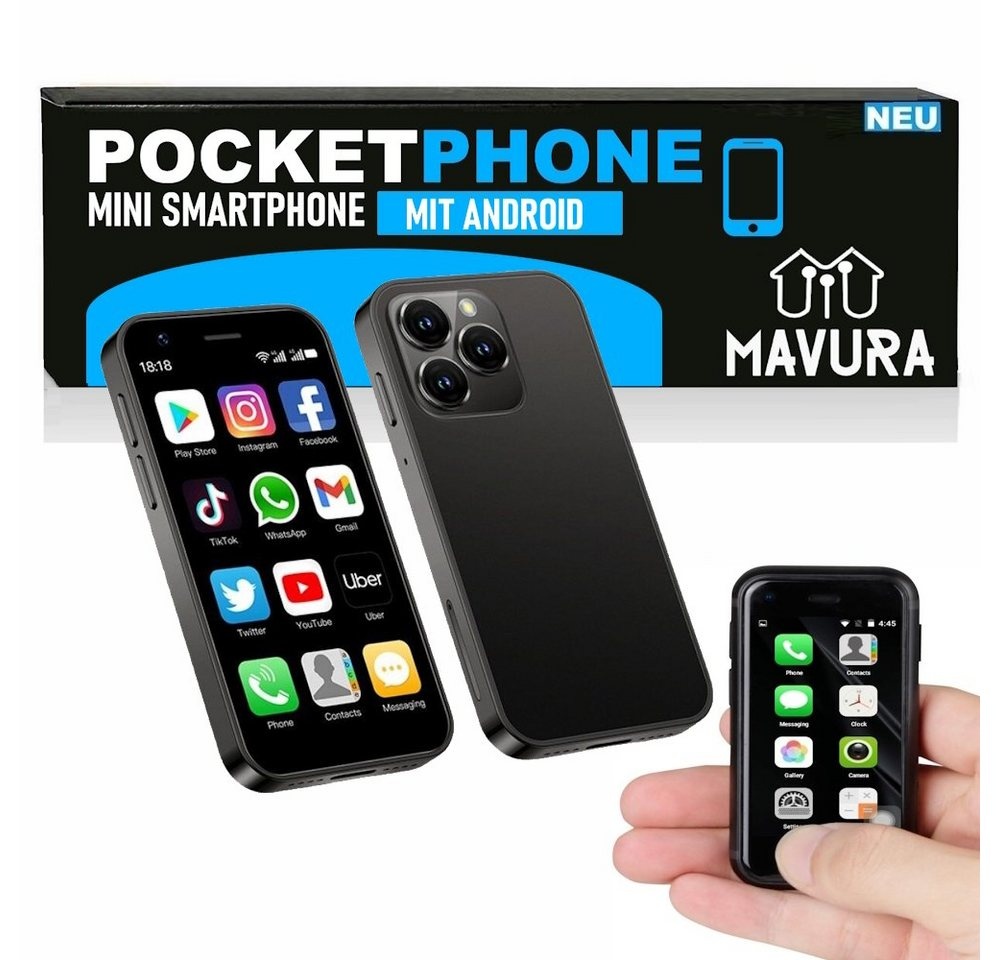 MAVURA POCKETPHONE SOYES XS13 Smartphone Mini Handy ultradünn Telefon Smartphone (Pocket Phone super kleines Android Dual Sim 3g 2,5 Zoll) schwarz
