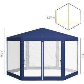 Outsunny Pavillon 3,41 x 2,5 m Blau