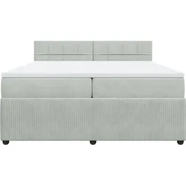 vidaXL Boxspringbett mit Matratze Hellgrau 200x200 cm Samt