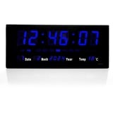 TruWare Just Camp Wanduhr Digital Groß LED Uhr mit Kalender Temperaturanzeige Studiouhr für Gewerbe Cafes Kiosk Digitaluhr XL (Blau)