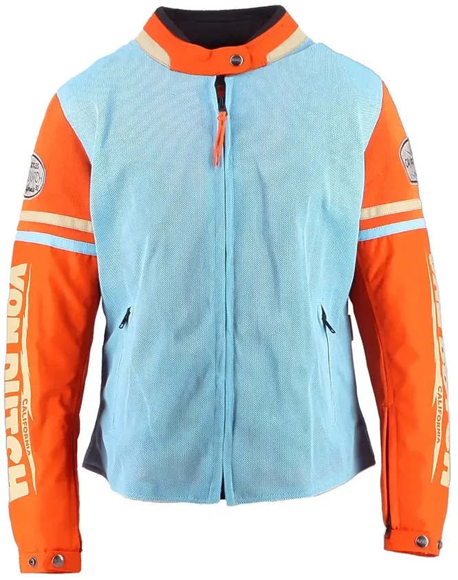 Von Dutch California Air Jacke - Sky Blue / Orange / Beige - 2XL