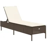 vidaXL Sonnenliege mit Auflage Braun Poly Rattan 198 x 55 x 39/50/62/75/88/97 cm