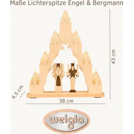 Weigla & Lichterspitze aus Holz, NATUR-BRAUN, Made in Germany", beige (natur, braun), B:38cm H:43cm T:4,5cm, Holzwerkstoff, Schwibbögen, Schwibbogen, Erzgebirge garantiert, Weihnachtsdeko Innen, Weihnachtsbeleuchtung