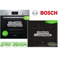 BOSCH Induktions Herd-Set HERDSET AUTARK INDUKTION Backofen + Induktionskochfeld 60cm Bräterzone