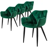 ML-Design Esszimmerstuhl Samt dunkelgrün 4er Set