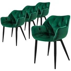 ML-Design Esszimmerstuhl Samt dunkelgrün 4er Set