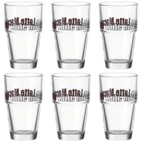 LEONARDO HOME Solo Latte-Macchiato Glas, Glas-Becher mit Aufdruck, spülmaschinengeeignete Kaffee-Gläser, 6er Set, 410 ml, 043399