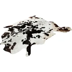 Teppich KAYOOM "Glam 210", schwarz-weiß (schwarz, weiß), B:90cm H:3mm L:160cm, Rindsleder, Teppiche, 100% Rindsleder,Fußbodenheizung geeignet,naturbelassene Farbakzente