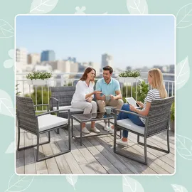 Relaxdays Gartenmöbel Set 4-tlg. Grau