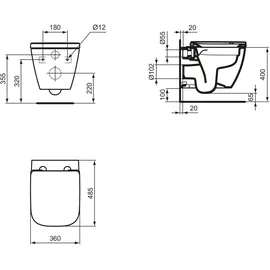 Ideal Standard i.life S Wand-WC mit WC-Sitz Weiß spülrandlos