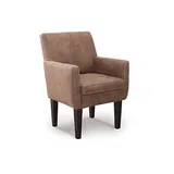 CAVADORE Diningsessel Malm / Polstersessel für Küche oder Esszimmer in Lederoptik / Mit Kontrastnaht / Passend zur Küchengarnitur Malm / 66 x 96 x 71 / Mikrofaser: hellbraun
