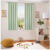 heimtexland ® Dekoschal Baumwolle Uni Blickdicht Vorhang Kräuselband Gardine Kinderzimmer Pastell Mint HxB 180x135 Typ625