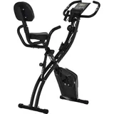 HOMCOM Heimtrainer, 2-in-1 Fahrradtrainer, Hometrainer, klappbarer Trimmrad mit 8 stufig einstellbarem Magnetwiderstand, 1 Paar Spannseil  Aosom