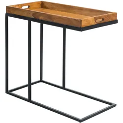Kadima Design Beistelltisch aus Massivholz und Metall, Platzsparend, Vielseitig, Sheesham. 70x34x65 cm