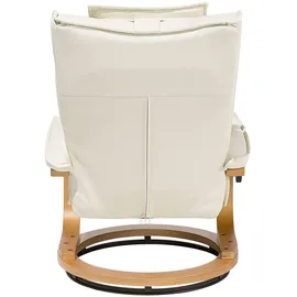 Beliani Massagesessel mit Fußhocker Weiß Kunstleder Drehbar Holzbeine Heizfunktion Liegefunktion Timer Fernbedienung Modern für Büro Arbeitszimmer - Weiß/Braun