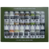 Vallejo 70141 Modellbahn-Abtönfarbe Sand, Weiß, Ocker, Beige, Grün-Braun, Stein, Grün-Grau, Violett, Sand-Gelb (matt), Elfenbein,