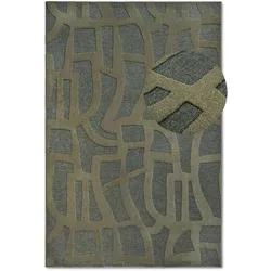 Teppich VILLEROY & BOCH "Therese", grün (dschungelgrün), B:160cm H:5,5mm L:230cm, Polyester, Teppiche, Nachhaltig, Wohnzimmer, Schlafzimmer, Modern, Hoch-Tief Effekt, Flur