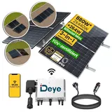 880W Balkonkraftwerk Bifazial Komplettset 800W Photovoltaik Solaranlage mit DEYE 800W WIFI Wechselrichter und PV Halterung Flachdach- Smart Mini PV...