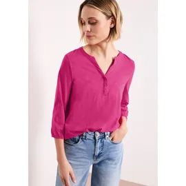 STREET ONE Tunikashirt STREET ONE, Damen, Gr. 36, pink (magenta dream), Web, 100% Baumwolle, unifarben, comfort fit normal, Rundhals, elastischer Bund, Shirts, mit 3/4 Ärmeln