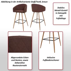 MCW Barhocker D72 2er-Set 60 x 45 x 100 cm Türkis