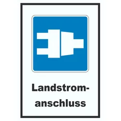 Landstromanschluss für Schiffe Symbol und Text A3 (297x420mm)